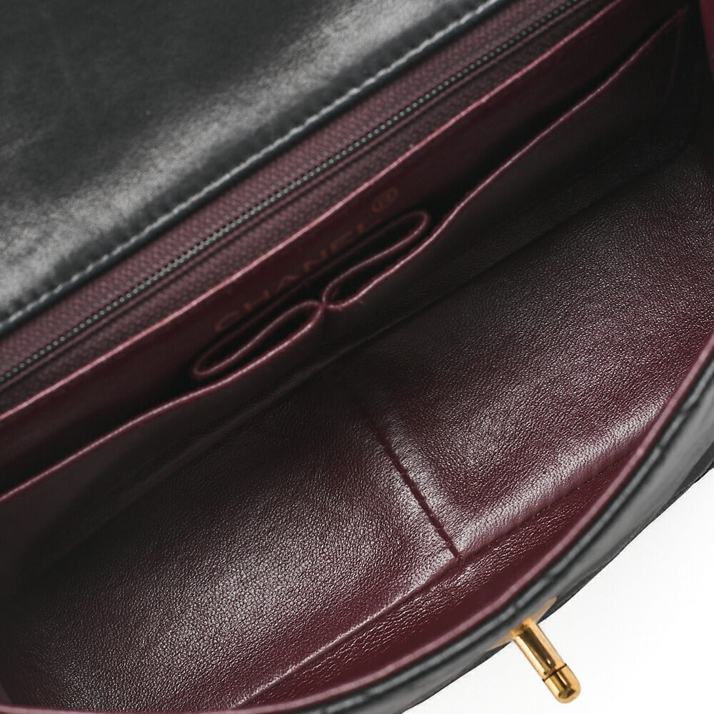 CHANEL Matelasse 20cm Turnlock Chain Shoulder Lambskin Black Gold-Tone Hardware, Pre-Owned