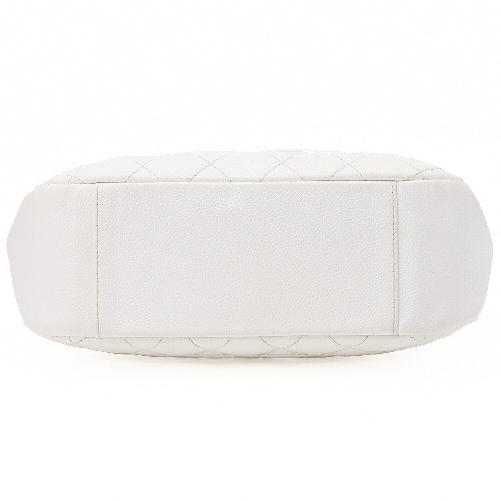 CHANEL Caviar Skin Matelasse Coco Mark One Shoulder White Silver-Tone Hardware, Pre-Owned