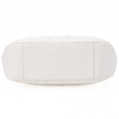 CHANEL Caviar Skin Matelasse Coco Mark One Shoulder White Silver-Tone Hardware, Pre-Owned