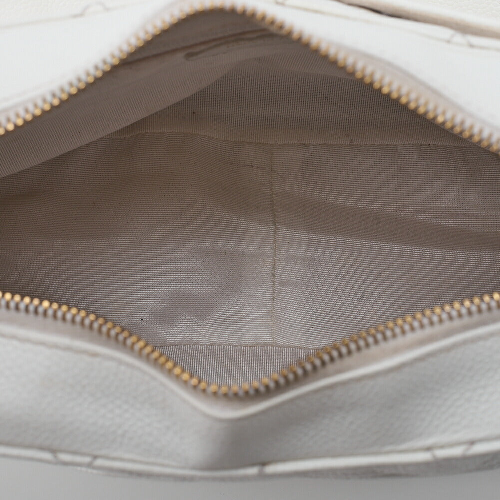 CHANEL Caviar Skin Matelasse Coco Mark One Shoulder White Silver-Tone Hardware, Pre-Owned