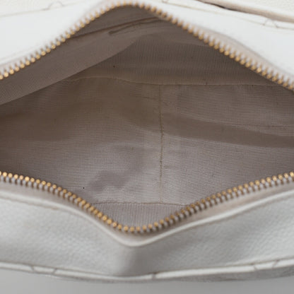 CHANEL Caviar Skin Matelasse Coco Mark One Shoulder White Silver-Tone Hardware, Pre-Owned