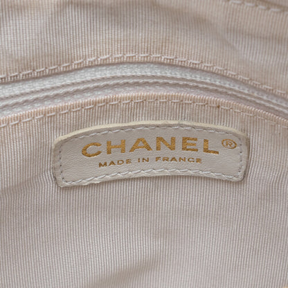 CHANEL Caviar Skin Matelasse Coco Mark One Shoulder White Silver-Tone Hardware, Pre-Owned