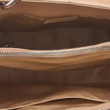 CHANEL Tote Bag Matelasse Caviar Skin Cocomark GST Double Chain Tote Beige Silver-Tone Hardware, Pre-Owned