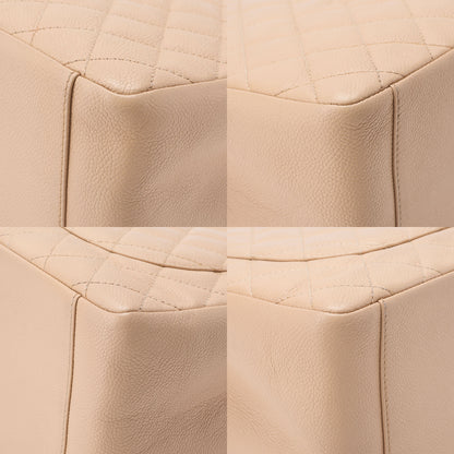 CHANEL Tote Bag Matelasse Caviar Skin Cocomark GST Double Chain Tote Beige Silver-Tone Hardware, Pre-Owned