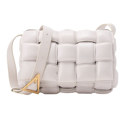 BOTTEGA VENETA Intrecciato Lambskin Padette Cassette Shoulder Back White Gold-Tone Hardware, Pre-Owned