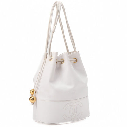 CHANEL Caviar Skin Coco Mark with Ball Charm Drawstring Shoulder Bag Gold-Tone Hardware, Pre-Owned
