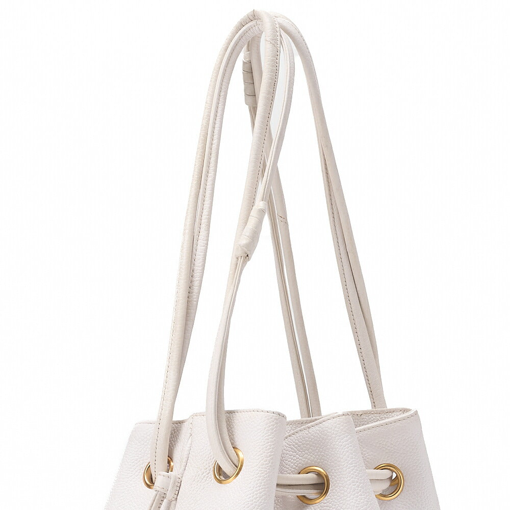 CHANEL Caviar Skin Coco Mark with Ball Charm Drawstring Shoulder Bag Gold-Tone Hardware, Pre-Owned