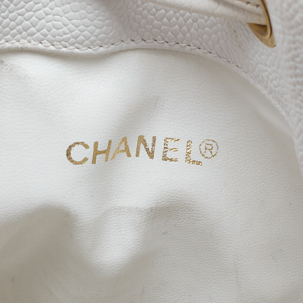 CHANEL Caviar Skin Coco Mark with Ball Charm Drawstring Shoulder Bag Gold-Tone Hardware, Pre-Owned