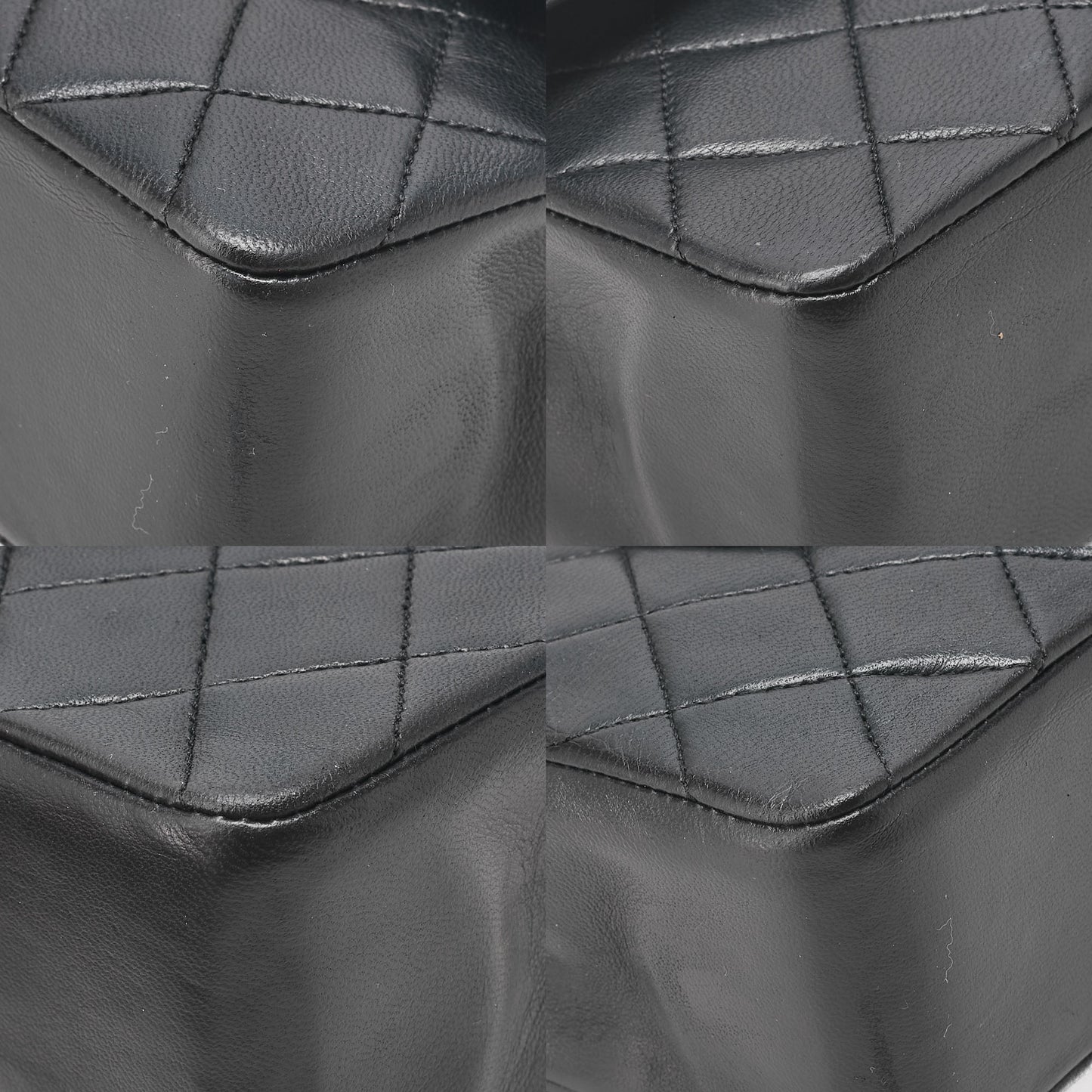 CHANEL Lambskin Matelasse W Straight Flap 25 Chain Shoulder Black Gold-Tone Hardware, Pre-Owned