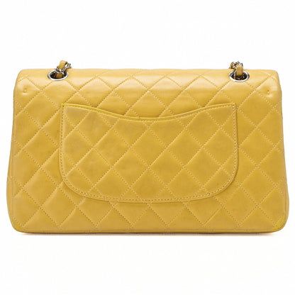 CHANEL Lambskin Matelasse W Flap 25 Chain Shoulder Yellow Silver Fittings Women's Bag Brand [Used] [Free Shipping]
