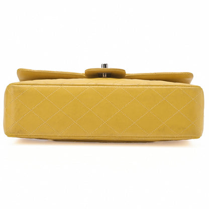 CHANEL Lambskin Matelasse W Flap 25 Chain Shoulder Yellow Silver Fittings Women's Bag Brand [Used] [Free Shipping]