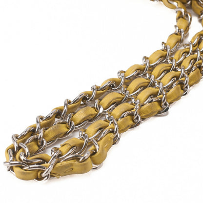 CHANEL Lambskin Matelasse W Flap 25 Chain Shoulder Yellow Silver Fittings Women's Bag Brand [Used] [Free Shipping]