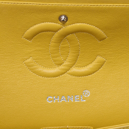 CHANEL Lambskin Matelasse W Flap 25 Chain Shoulder Yellow Silver Fittings Women's Bag Brand [Used] [Free Shipping]