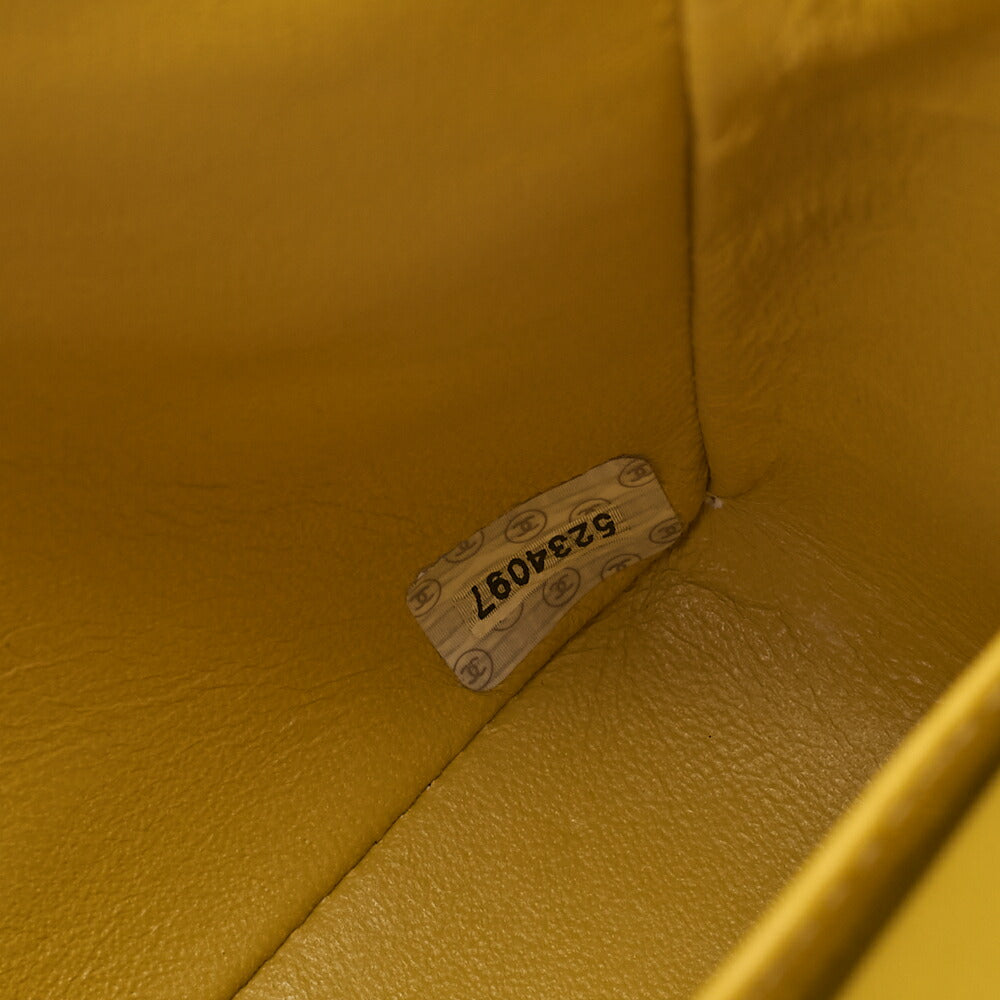 CHANEL Lambskin Matelasse W Flap 25 Chain Shoulder Yellow Silver Fittings Women's Bag Brand [Used] [Free Shipping]