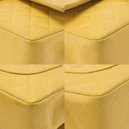 CHANEL Lambskin Matelasse W Flap 25 Chain Shoulder Yellow Silver Fittings Women's Bag Brand [Used] [Free Shipping]