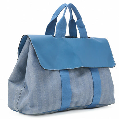 HERMES Valparaiso GM Towarchevron Blue Jean Silver Fittings Women's Bag Brand [Used] [Free Shipping]