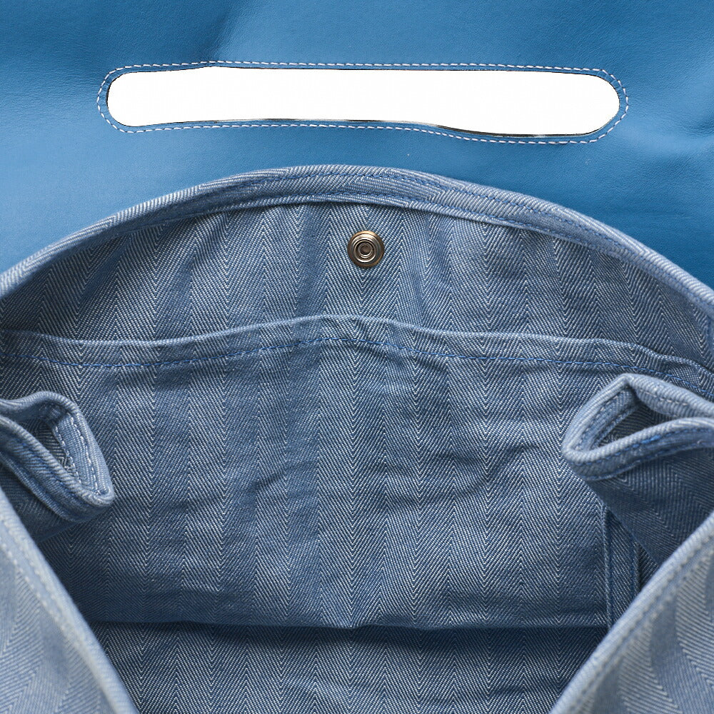 HERMES Valparaiso GM Towarchevron Blue Jean Silver Fittings Women's Bag Brand [Used] [Free Shipping]