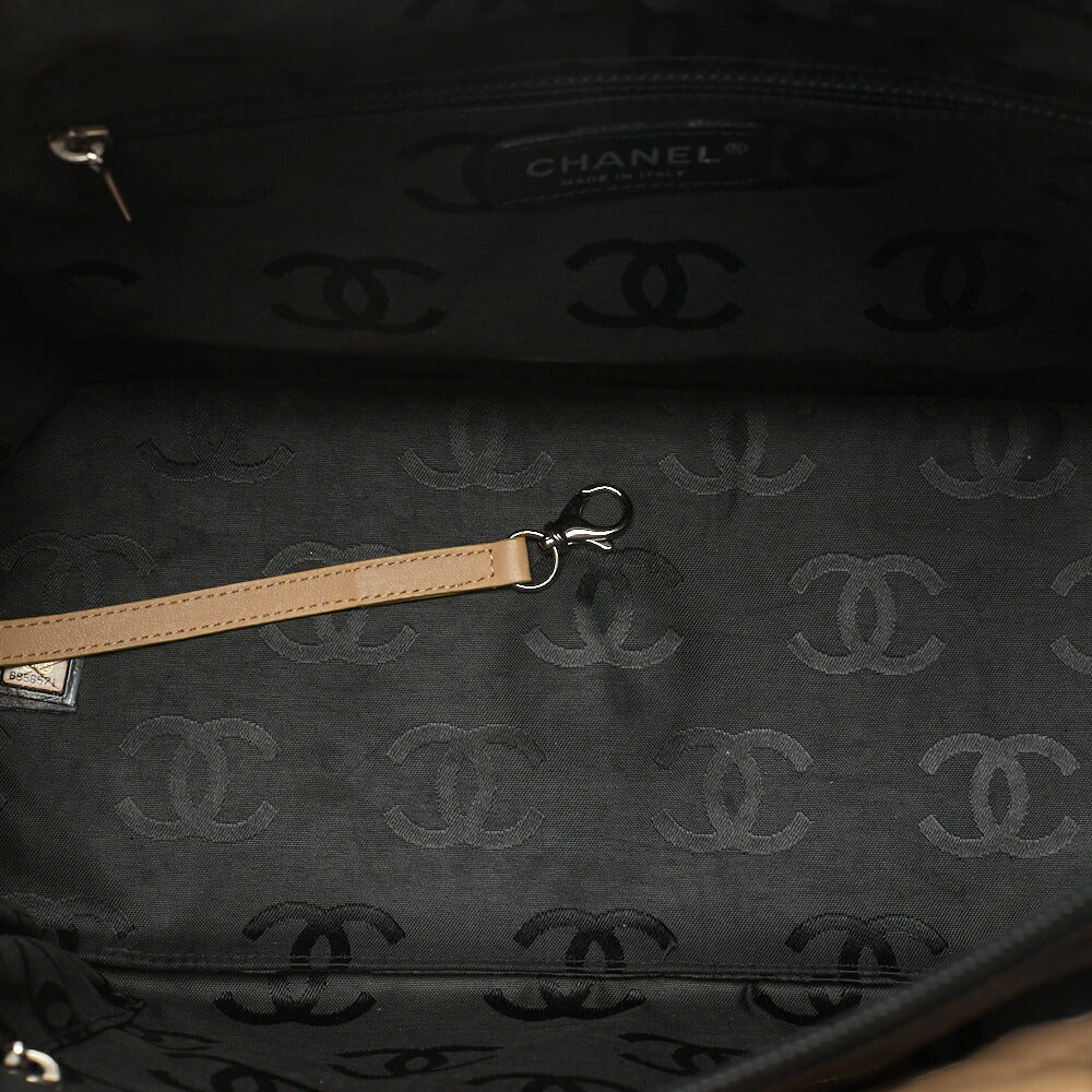 CHANEL Cambon Line Calf Leather Cambon Line Large Beige X Black Tote Bag (Silver Fittings) Women's [Used] [Free Shipping]