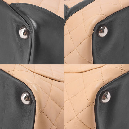CHANEL Cambon Line Calf Leather Cambon Line Large Beige X Black Tote Bag (Silver Fittings) Women's [Used] [Free Shipping]
