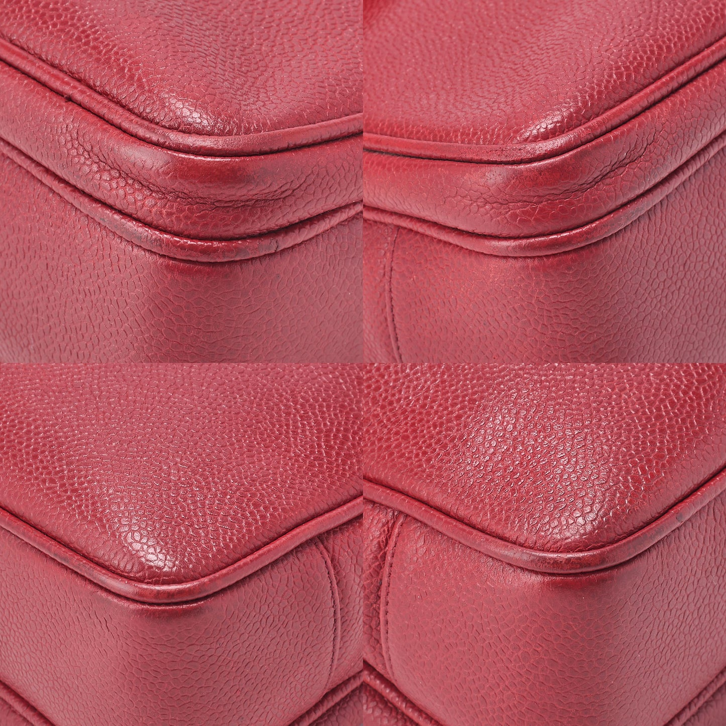 CHANEL Caviar Skin Outside Flap Turnlock Chain Tote Bag Red Gold-Tone Hardware, Pre-Owned