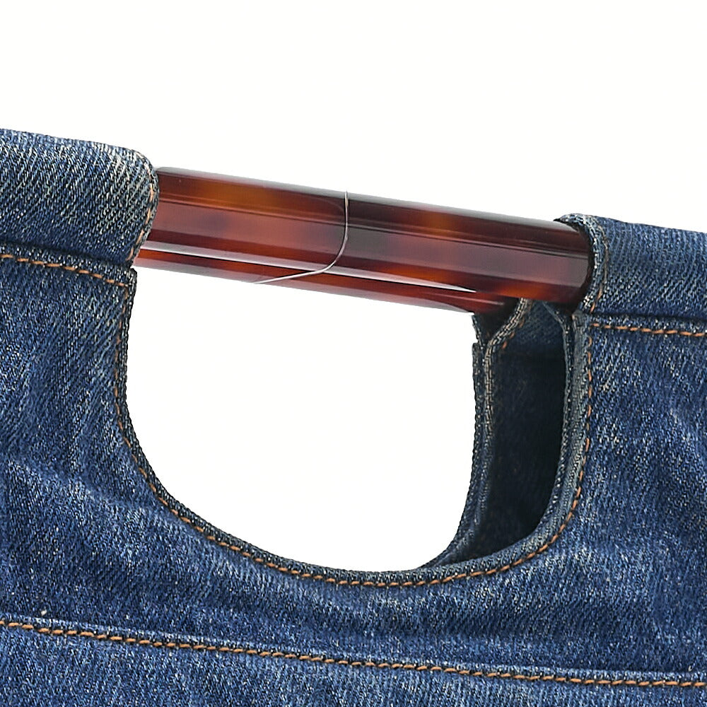 CHANEL Handbag Coco Mark Tortoiseshell Denim Silver-Tone Hardware, Pre-Owned