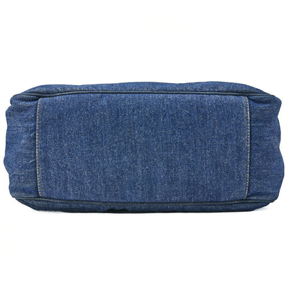 CHANEL Handbag Coco Mark Tortoiseshell Denim Silver-Tone Hardware, Pre-Owned