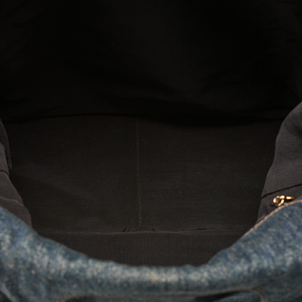 CHANEL Handbag Coco Mark Tortoiseshell Denim Silver-Tone Hardware, Pre-Owned