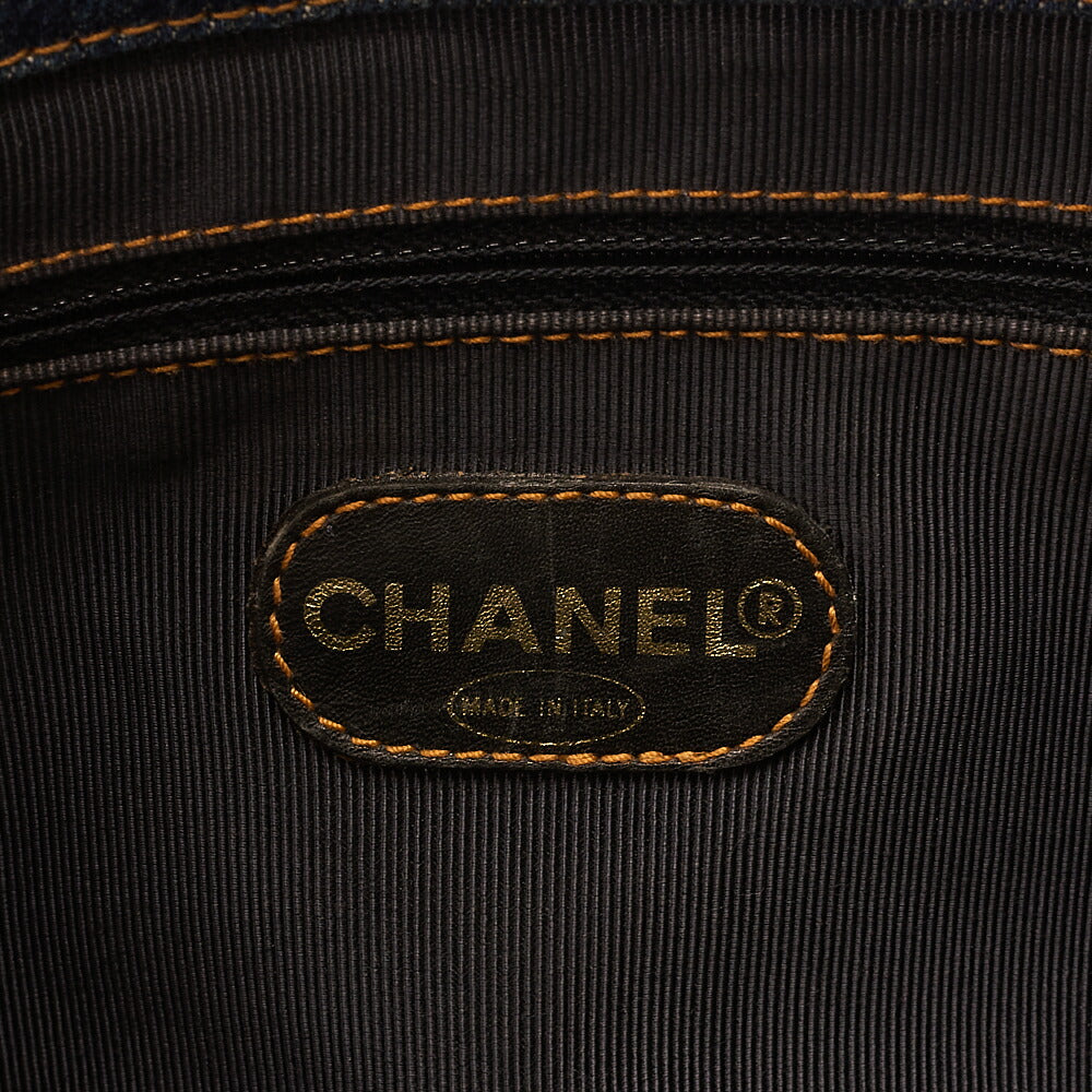 CHANEL Handbag Coco Mark Tortoiseshell Denim Silver-Tone Hardware, Pre-Owned