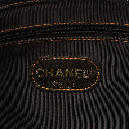 CHANEL Handbag Coco Mark Tortoiseshell Denim Silver-Tone Hardware, Pre-Owned