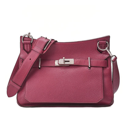 HERMES Gypsy 31 Tryon Cl?mence Shoulder Bag Ruby Silver-Tone Hardware, Pre-Owned