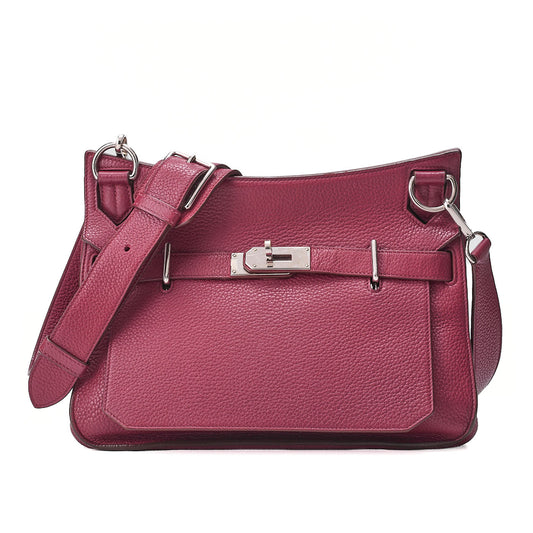 HERMES Gypsy 31 Tryon Cl?mence Shoulder Bag Ruby Silver-Tone Hardware, Pre-Owned