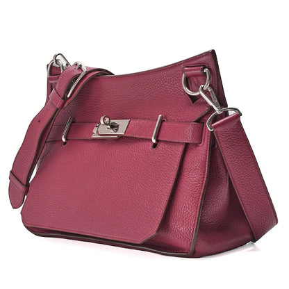 HERMES Gypsy 31 Tryon Cl?mence Shoulder Bag Ruby Silver-Tone Hardware, Pre-Owned