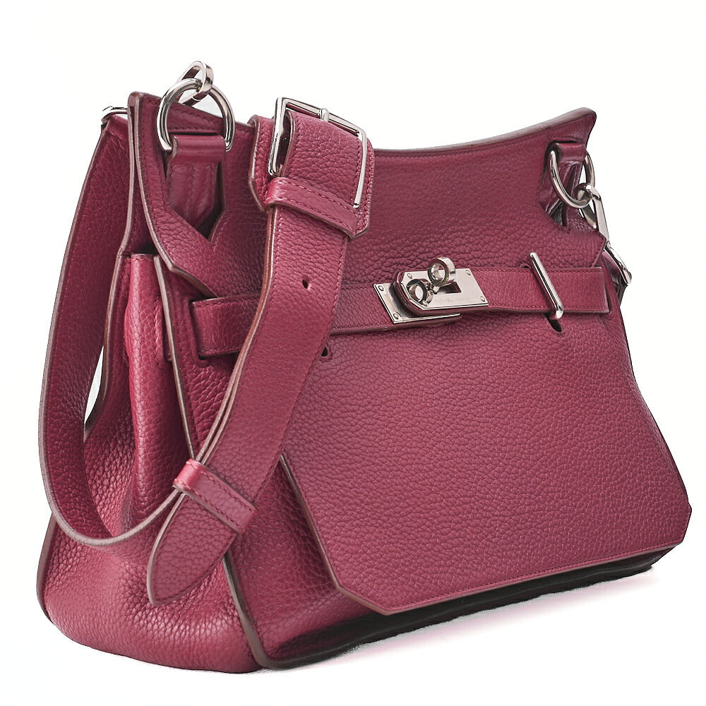 HERMES Gypsy 31 Tryon Cl?mence Shoulder Bag Ruby Silver-Tone Hardware, Pre-Owned