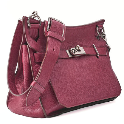 HERMES Gypsy 31 Tryon Cl?mence Shoulder Bag Ruby Silver-Tone Hardware, Pre-Owned