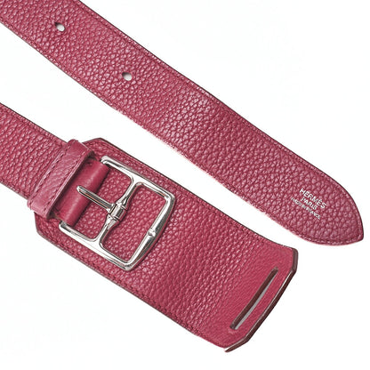 HERMES Gypsy 31 Tryon Cl?mence Shoulder Bag Ruby Silver-Tone Hardware, Pre-Owned