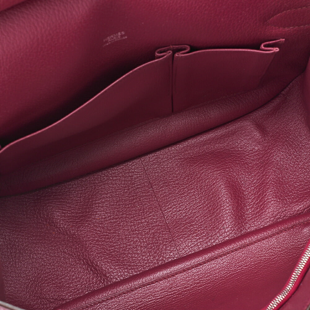 HERMES Gypsy 31 Tryon Cl?mence Shoulder Bag Ruby Silver-Tone Hardware, Pre-Owned