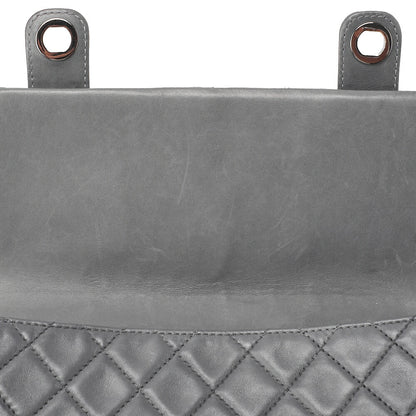 シャネル ラムスキン マトラッセ ダブルロック ショルダーバッグ グレー シルバー金具, 中古品
