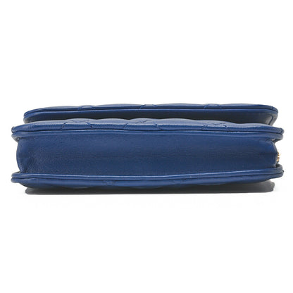 CHANEL Lambskin Mini Matelasse 12cm Single Chain Coin Case Blue Gold-Tone Hardware, Pre-Owned
