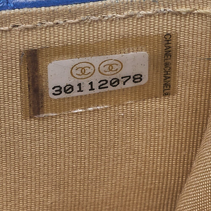 CHANEL Lambskin Mini Matelasse 12cm Single Chain Coin Case Blue Gold-Tone Hardware, Pre-Owned