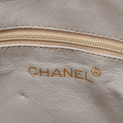 CHANEL Chain Shoulder Bag Matelasse Outside Flap Fringe Chain Shoulder Lambskin Beige Gold-Tone Hardware, Pre-Owned