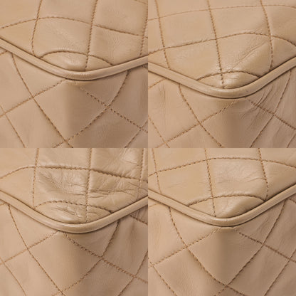 CHANEL Chain Shoulder Bag Matelasse Outside Flap Fringe Chain Shoulder Lambskin Beige Gold-Tone Hardware, Pre-Owned