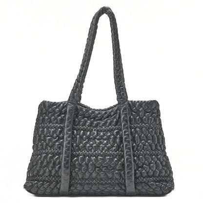 CHANEL Lambskin Bubble Quilt Coco Charm Shoulder Black Silver-Tone Hardware, Pre-Owned