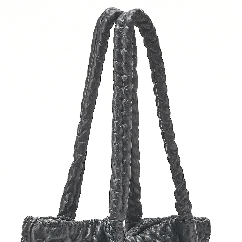 CHANEL Lambskin Bubble Quilt Coco Charm Shoulder Black Silver-Tone Hardware, Pre-Owned