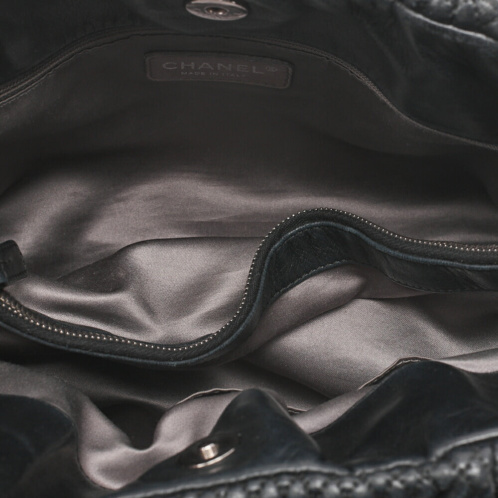 CHANEL Lambskin Bubble Quilt Coco Charm Shoulder Black Silver-Tone Hardware, Pre-Owned