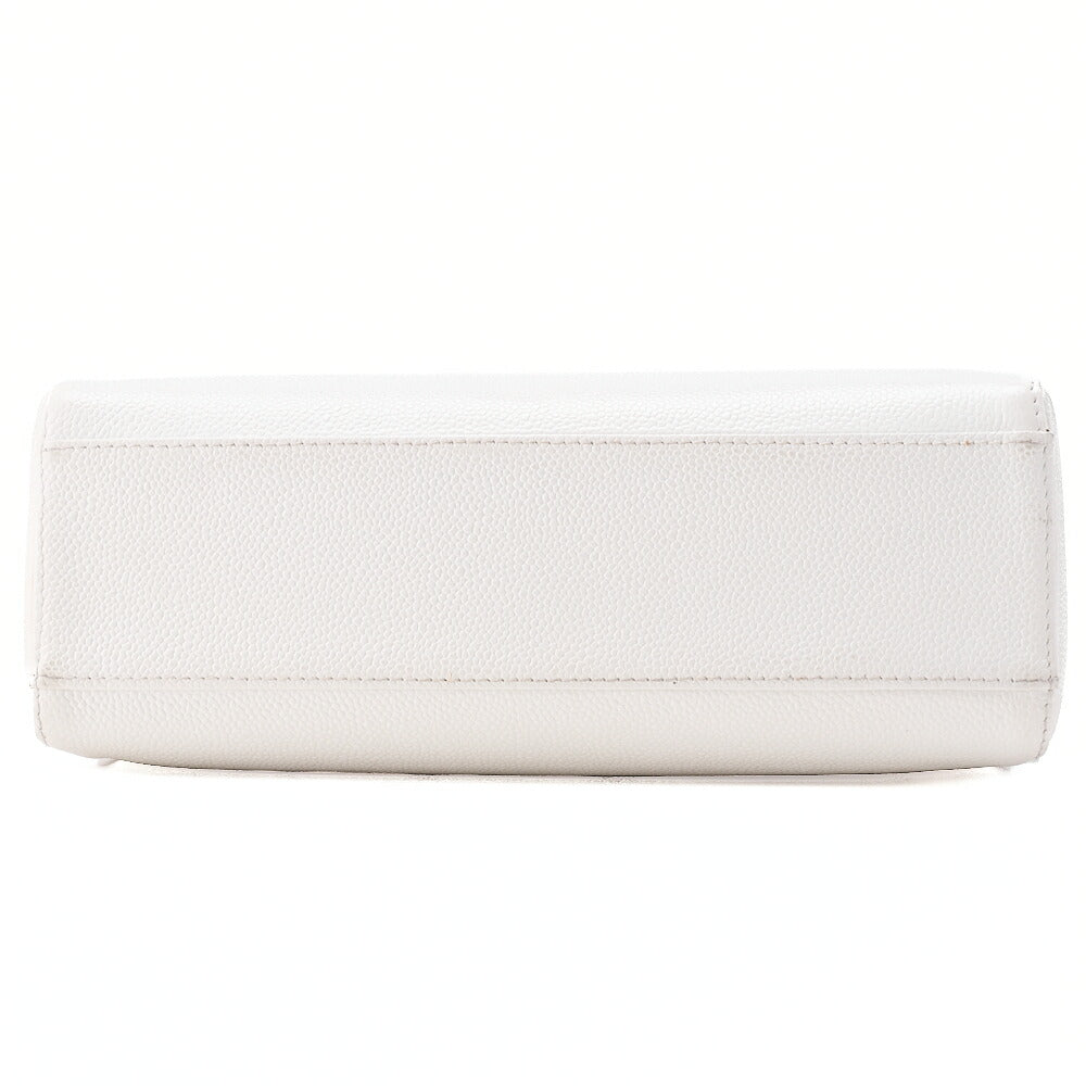 CHANEL Wood Handle Handbag Kelly Shape Wood Pattern Caviar Skin White Gold-Tone Hardware, Pre-Owned