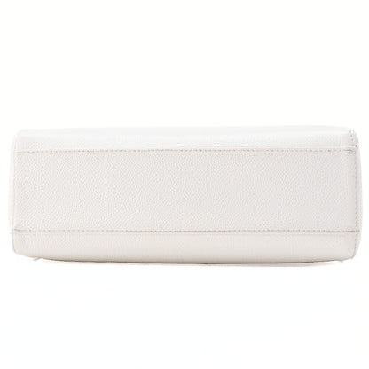 CHANEL Wood Handle Handbag Kelly Shape Wood Pattern Caviar Skin White Gold-Tone Hardware, Pre-Owned