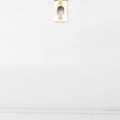 CHANEL Wood Handle Handbag Kelly Shape Wood Pattern Caviar Skin White Gold-Tone Hardware, Pre-Owned