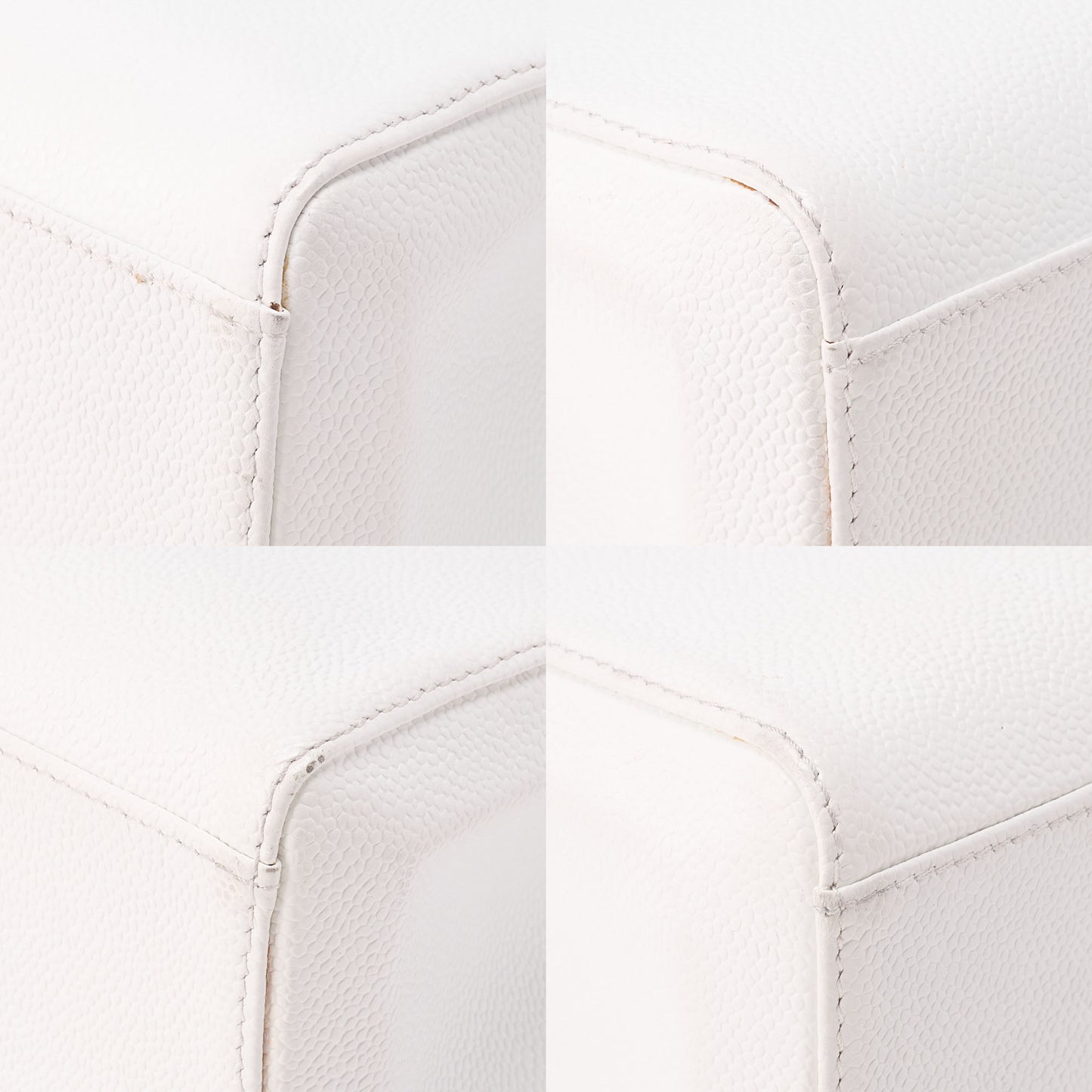 CHANEL Wood Handle Handbag Kelly Shape Wood Pattern Caviar Skin White Gold-Tone Hardware, Pre-Owned