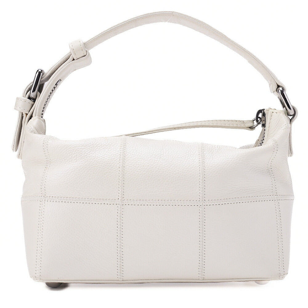 CHANEL Caviar Skin Chocolate Bar Logo Handbag White Silver-Tone Hardware, Pre-Owned