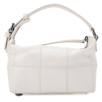 CHANEL Caviar Skin Chocolate Bar Logo Handbag White Silver-Tone Hardware, Pre-Owned